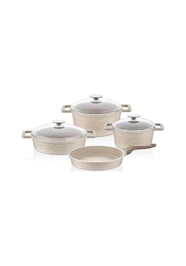 Lavonni 7 Parça Döküm Tencere Seti - Cappicino