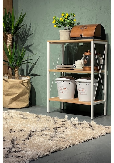 Stally Mutfak Rafı 3'lü Erzak Malzeme Dolabı Beyaz-atlantik Çam Beyaz-atlantik Çam