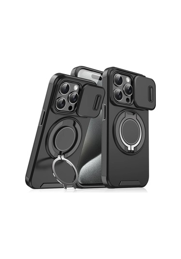 360 Dönen Gizli Metal Halka Araç Tutucu Yumuşak Tpu + Sert Pc Tampon Telefon Black Iphone11 Pro İçin 5.8 " Black