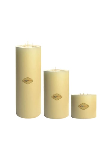 3 Lu Set Krem Büyük Mum Çap : 15 Cm Renk