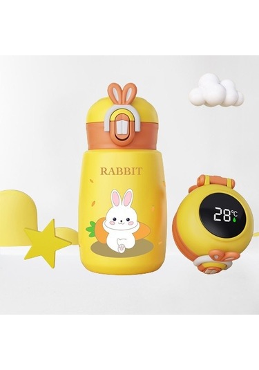 Clothing Finds Akıllı Sevimli Tavşan Termos Kupası Öğrenci Çocuk Paslanmaz Çelik Termos Kupası Çift Katmanlı Vakum Tavşan Su Bardağı Yılı Jm0eıh Sarı