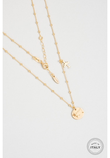 Manifest 18 Ayar Sarı Altın Kaplama 44 Cm Gümüş Kolye Sarı