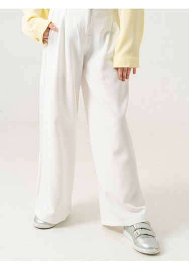 Kız Çocuk Çift Pileli Pantolon 2567 Ekru