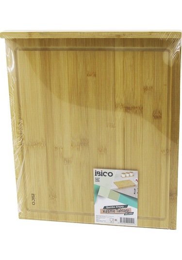 38x45cm Ahşap Bambu Kesim Panosu - Kesme Tahtası Tezgah Üstü Kanallı - Kenar Destekli 5256 Çok Renkli