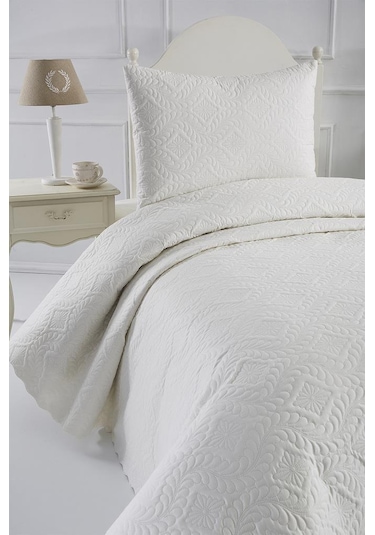 Ultrasonik Kapitoneli Elite Tek Kişilik Yatak Örtüsü Krem Krem