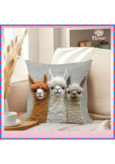 Folinda Bohem Rocker Desenli Imitasyon Dikiş Yastık Kılıfı - Koltuk Sandalye Dekoratif Yastık Kılıfı Bej