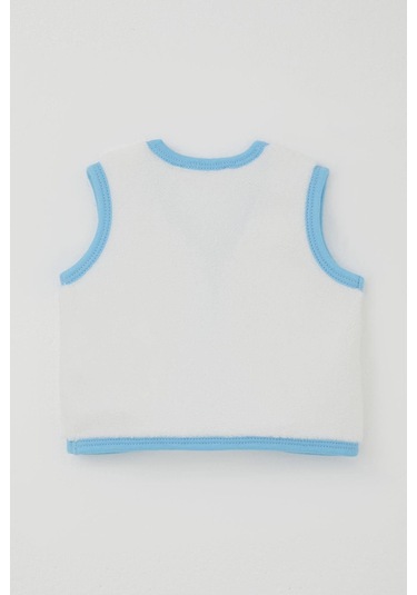 Breeze Erkek Bebek Polar Yelek Düğmeli 0-9 Ay, Beyaz Beyaz