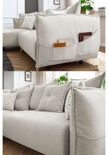 Puffy Sandıklı Köşe Koltuk Krem Sol Köşe Krem