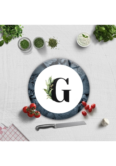 Decorita Cam Kesme Tahtası - Cam Kesme Tablası - Harfli Tasarım G Çap 32 CM