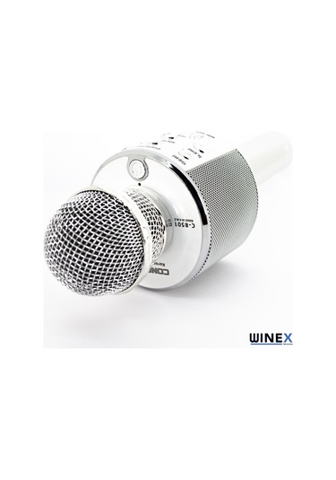 Winex UsbA+TF Sd Kart+3.5mm Aux Bluetooth Karaoke Mikrofonu Gümüş