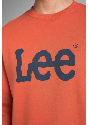 Regular Fit Normal Kesim %100 Pamuk Sıfır Yaka Sweatshirt Turuncu