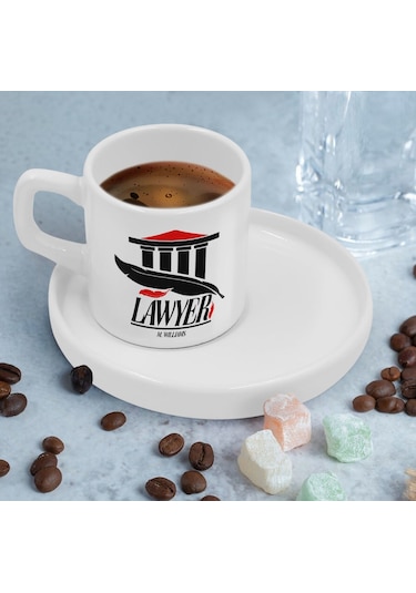 Bk Gift Kişiye Özel Sunum Tabaklı Avukat Tasarımlı Kahve Fincanı-2, Sevgiliye Hediye, Arkadaşa Hediye, Avukata Hediye Kobitmeyen137766 Bk Gift