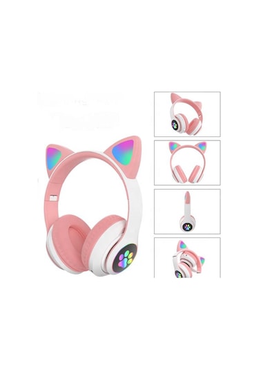 Qasul STN28 Kedi Kulak Kulaklık Yeni Sevimli Moda Bluetooth 5.0 Kulak Üstü Kulaklık