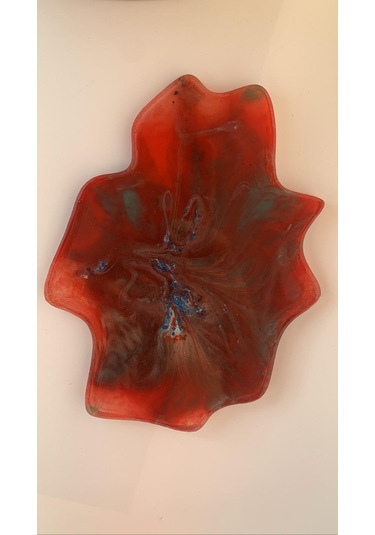 Mavi Yeşil Kırmızı Beyaz Ebruli Geometrik Epoksi Bardak Altlığı Mavi - Yeşil - Kırmızı - Beyaz