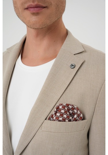 Comfort Fit Torba Cep Dokulu Esnek Pamuk Casual Bej Ceket C 676 Bej