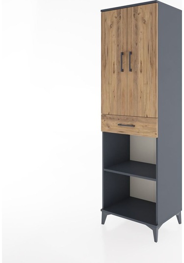 Hyperion Dolap 4 Raflı Tek Çekmeceli 2 Kapaklı 60x44x195 Antr... Antrasit