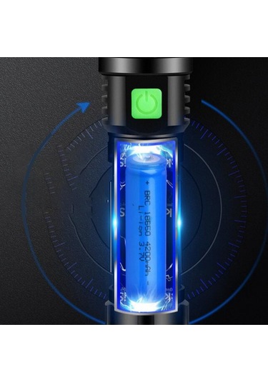 Led Güçlü Işık El Feneri Süper Parlak Uzun Menzilli Şarj Edilebilir Dış Mekan El Feneri M11-t6 1x18650 Lityum Siyah
