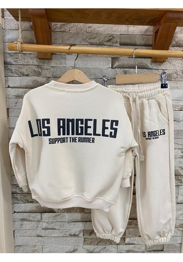 Lacıel Parıs Los Angeles Çocuk Eşofman Takım Ekru