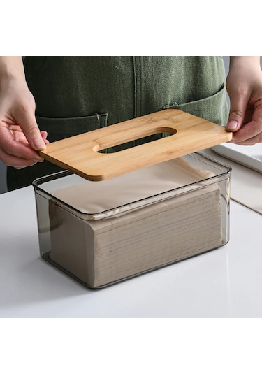 A-küçük-şeffaf Doku Kutusu Ahşap Kapaklı Kurutma Makinesi Çarşaf Kurutma Makinesi Elbise Pimleri Saklama Kutusu Peçetelik 46870410