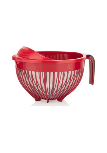 Qlüx İdeas Qmix Pirinç Süzgeci Kırmızı 3000ml 22cm Çok Renkli