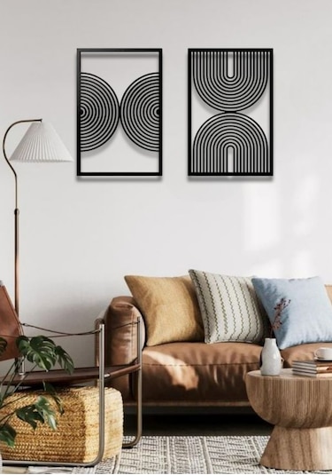 Bohem Stil Modern 2 Li Metal Duvar Dekoru Seti 60 X 75