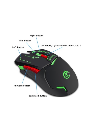Hxsj X30 Kablosuz 2400 DPI Ayarlanabilir Gaming Mouse
