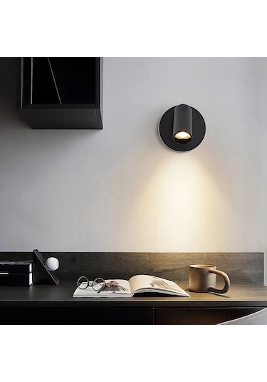 Honeybeeshop Siyah 360 Derece Dönebilen Modern Şarj Edilebilir Manyetik Led Gece Lambası 1 Adet Şarjlı Lityum Pil Dokunmatik Aydınlatma Yatak Odası Başucu Masa Dekor Siyah-