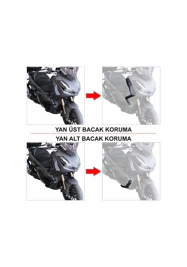 GP Kompozit Honda ADV 350 2023-2025 Uyumlu Üst/Alt Bacak ve Grenaj Koruma Seti Siyah