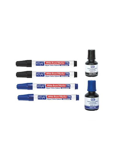 Kraf 770 Tahta Kalemi 2 Siyah. 2 Mavi + 1 Siyah + 1 Mavi Kraf 445