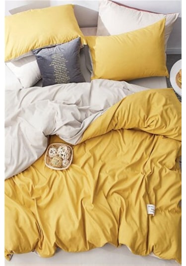 More Home Tek Kişilik Nevresim Seti + Yastık Kılıfı Sarı Bej