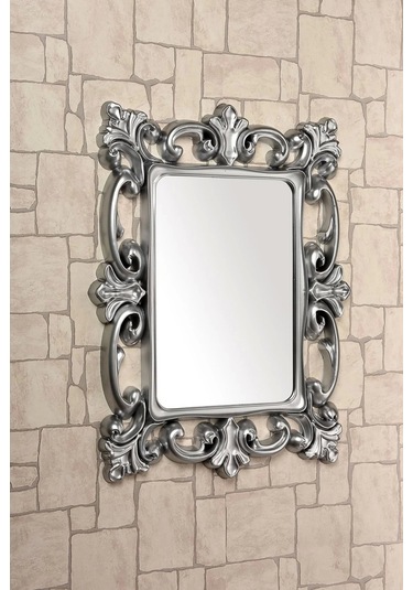 Dekoratif Kare Ayna Gümüş Gri Çok Renkli