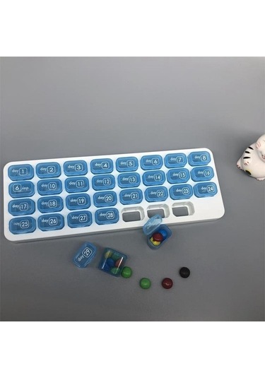 Pazly Suntek Mavi Magideal Kutusu Konteyner İlaç Hap Düzenleyici Dispenser We Mavi