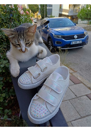 Scarpe Magiche Cırtlı Kız Çocuğu Ayakkabısı 31-35 Numara Arası Işıksızdır Krem