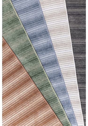 Koza Halı Stripe Antrasit Kilim Kaymaz Taban Salon Oturma Odası Antre Halıs Antrasit