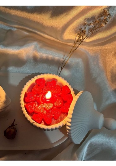 Buda Tütsülük Kapaklı Beton Soya Kalp Mumluk Ve Tabak Dekoratif O