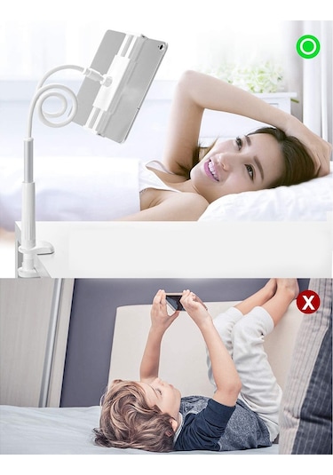 Tablet Akıllı Telefon Desteği Çift Kullanımlı Çevrimiçi Ipad Uyku Kolu İçin Ders Desteği 360 Döndürme Uyumlu 4-10,6 İnç - Gümüş Ve Beyaz