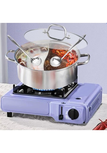 Suntek Shabu Shabu 2 Bölmeli Kapaklı Pişirici