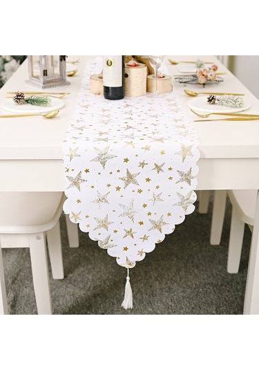 Sones Noel Masa Dekorasyonu Bronz Masa Örtüsü Tatil Dekorasyon Malzemeleri Altın Yıldız Altın
