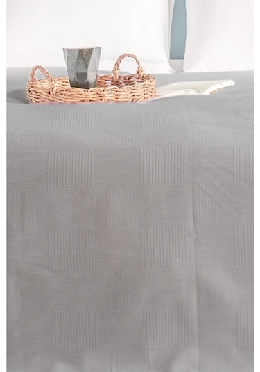Tek Kişilik Gri Dama Desenli Pike. Damalı Otel Pikesi 160x230