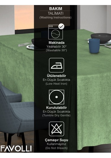 Kadife Dokulu Ada Çayı Masa Örtüsü Ada Çayı