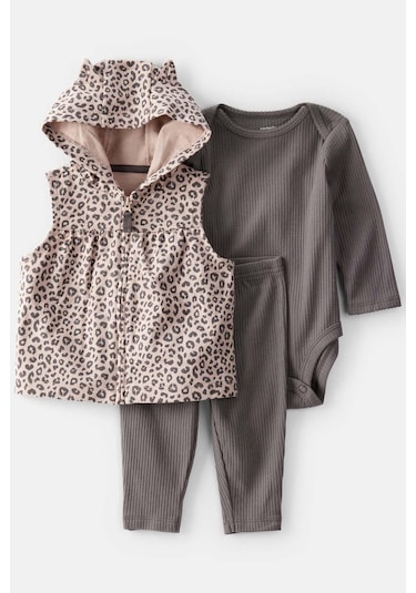 Kız Bebek Yelekli Set Ctr-1t475710 Kahverengi