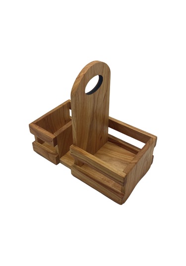 Ahşap Doğal Baharatlık Yağdanlık Ve Peçetelik Takımı Kısa Başlık Set Kiraz 1 Set Ahşap