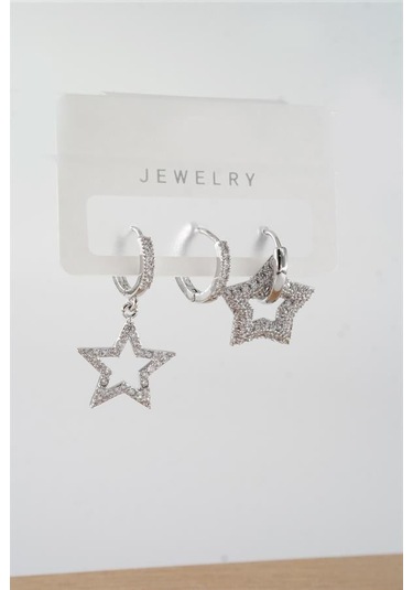 Kadın Vip Seri Baget Zirkon Taşlı Karışık Figürlü 3'lü Küpe Zrk00562-5386 Gümüş