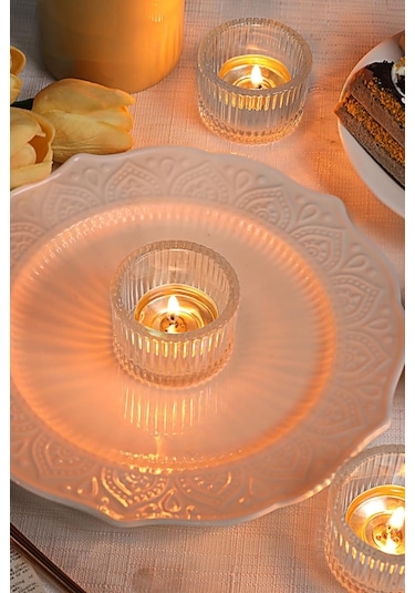 Eva 2 Adet Cam Tealight Mumluk Sunumluk