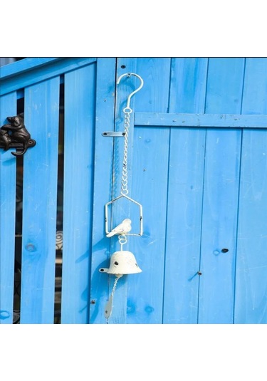 Yunboo Günlük Bahçe Dekorasyonu Kuş Desenli Demir Çanak Çanak, Doğa Sesleriyle Zenginleştirici, İç Ve Dış Mekanlar İçin Asılı Dekor, Retro Beyaz