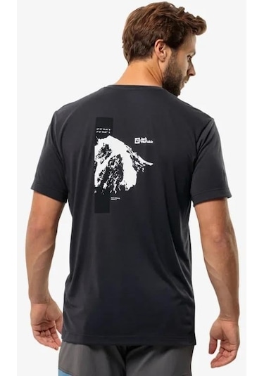 Jack Wolfskin Vonnan S/s Graphic T M Erkek Tişört 1809941-6350 Siyah