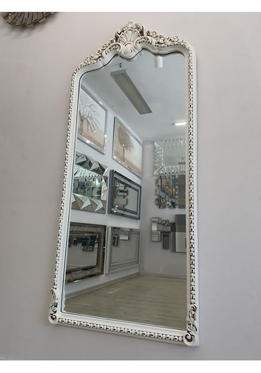 Ayna Denizi Princess Great Aging White Model Eskitme Beyaz Renk Dekoratif Boy Aynası Eskitme Beyaz