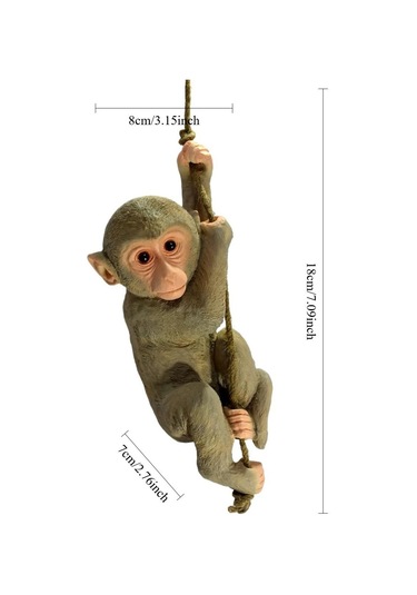 Ev Dekorasyonu İçin Reçine Asılı Maymun Halatlı Gösteri Parçası - Kahverengi