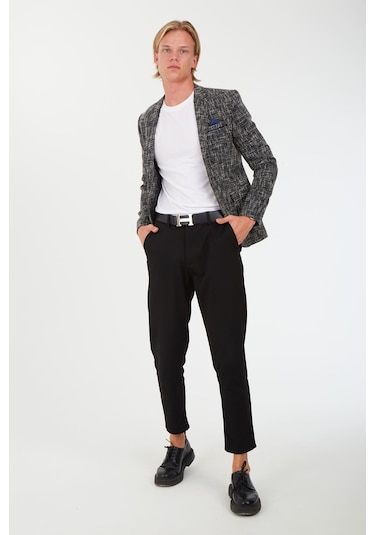 Sposo 5118 Dar Kalıp Kışlık Lacivert Erkek Blazer Ceket Lacivert