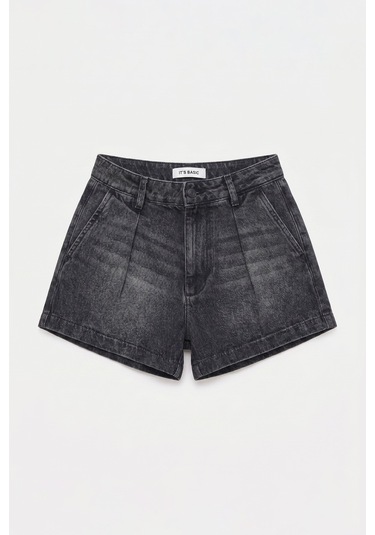 Itsbasic Kadın Koyu Füme 2s6-1 Mini Pileli Denim Şort Çok Renkli